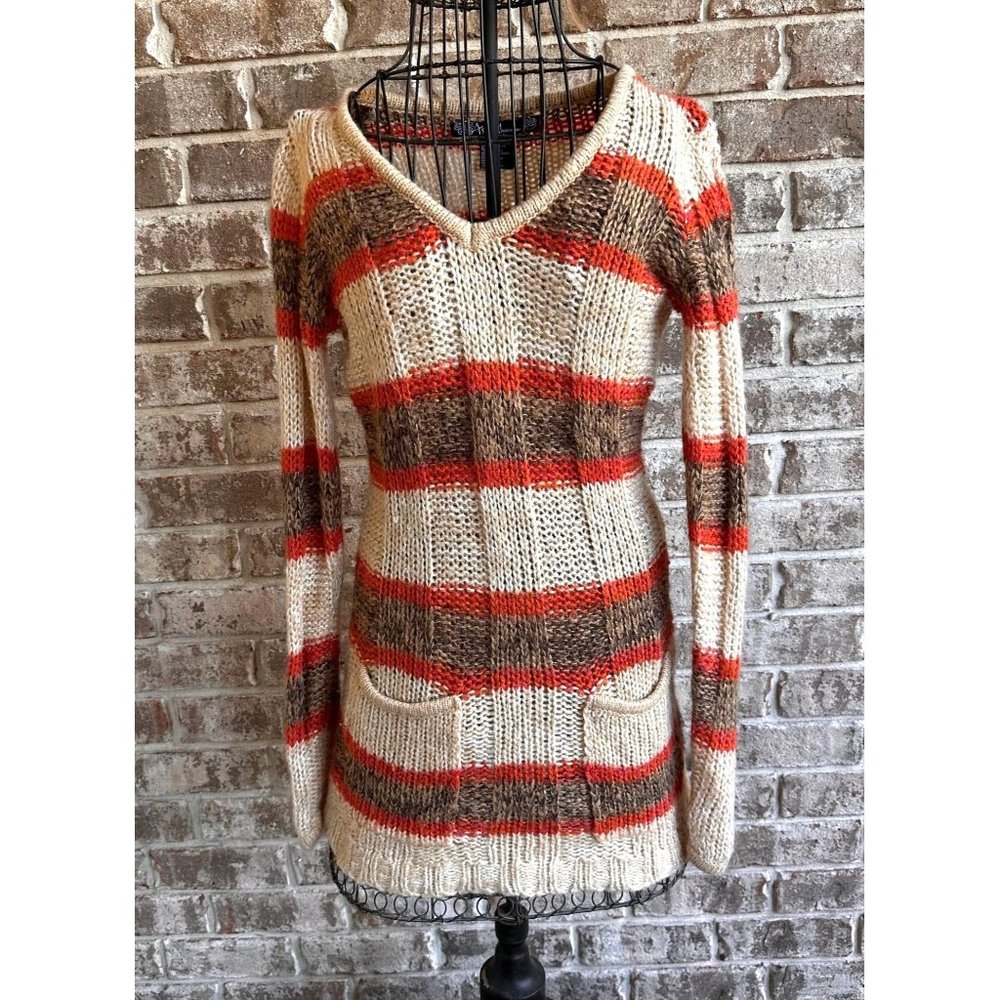 Ashley by 26 International striped sweater dress Sz M Artsy Festive Fall…